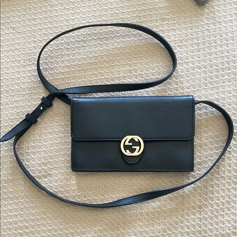 Gucci Black Leather Crossbody Bag